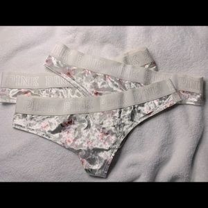 LOT 3 PINK Victoria’s Secret thong panties Sz L